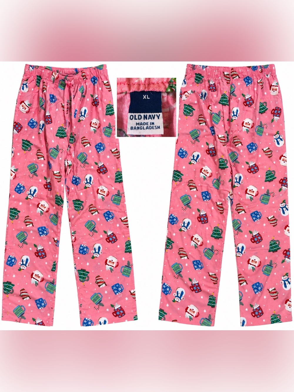 Old Navy Pink Christmas Cocoa Mug Pajama Pants XL